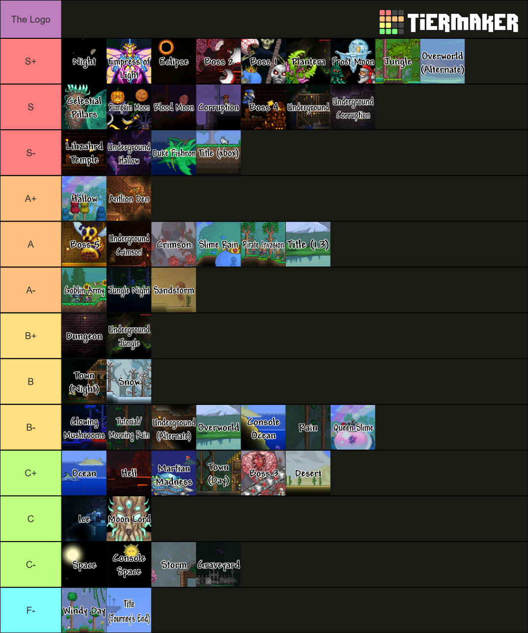 Best Terraria Music (1.4) Tier List Rankings) TierMaker