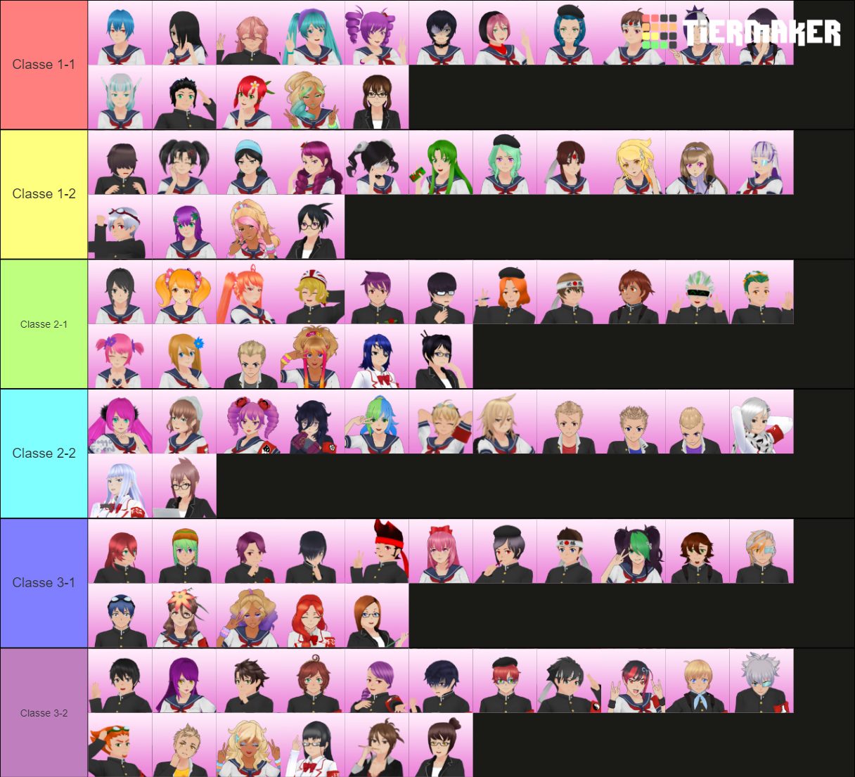 New Classes For Yandere Simulator 2021 Tier List Rankings) TierMaker