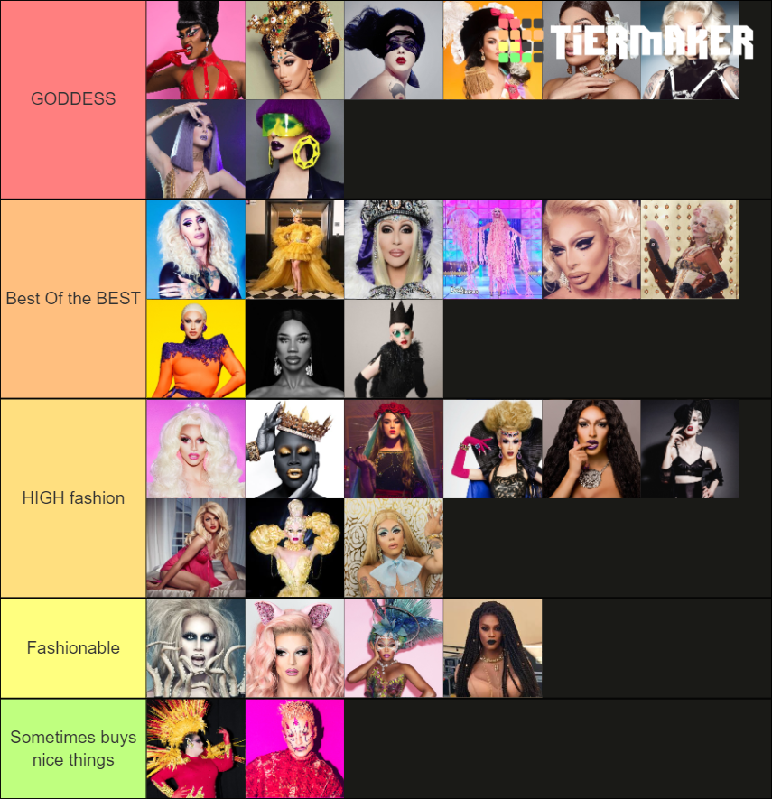 Rupauls Drag Race Best Fashion Queens Tier List Rankings