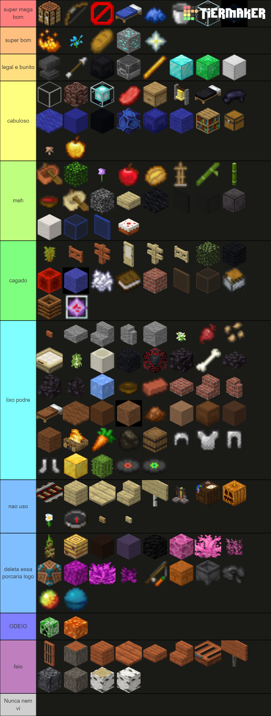 Minecraft every item and block (JE 1.16) (Part 1) Tier List