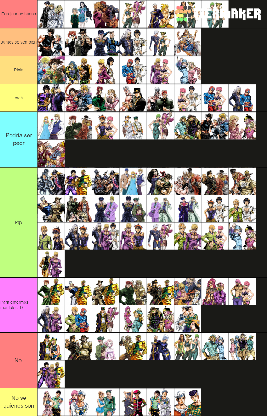 JoJo's Bizarre Adventure Ships Tier List Rankings) TierMaker