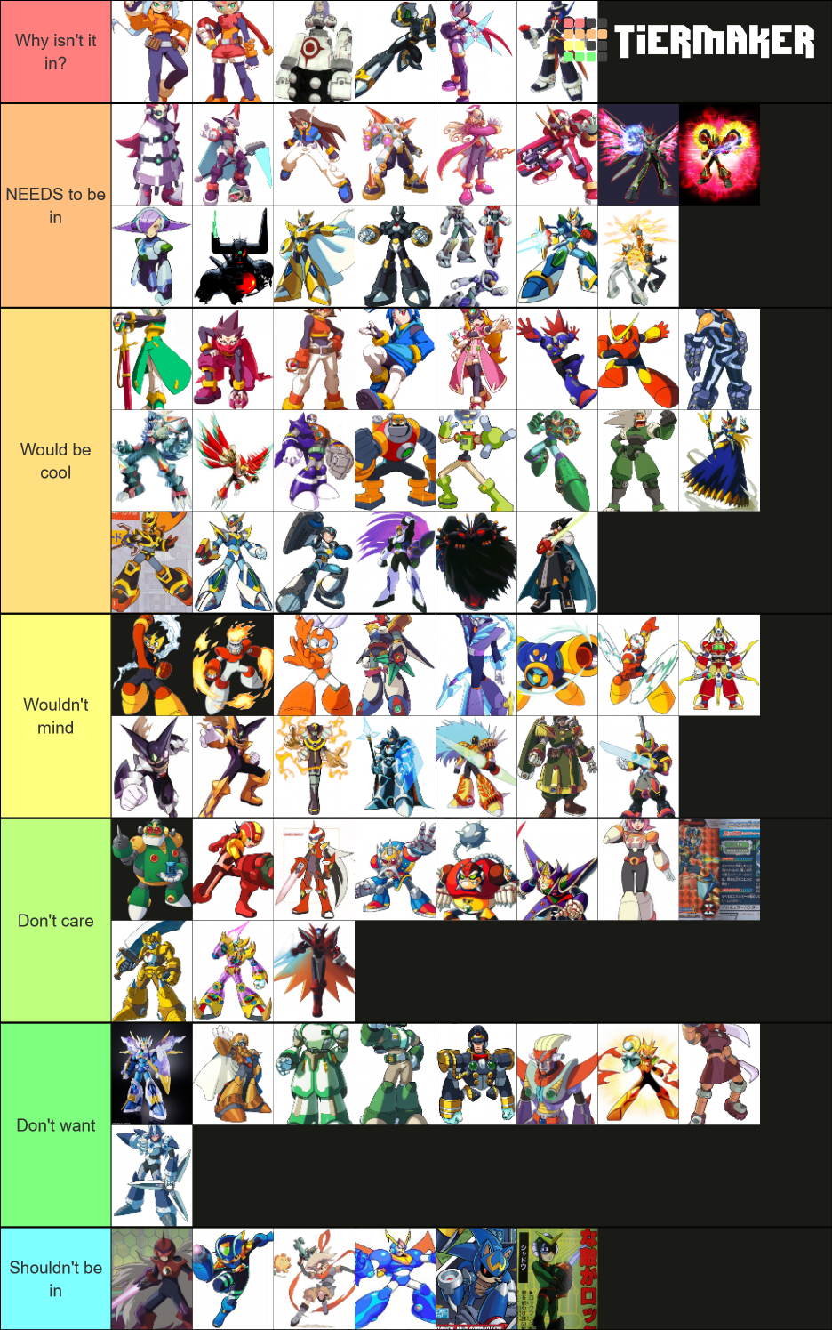 Megaman X Dive Character Wishlist Tier List Rankings