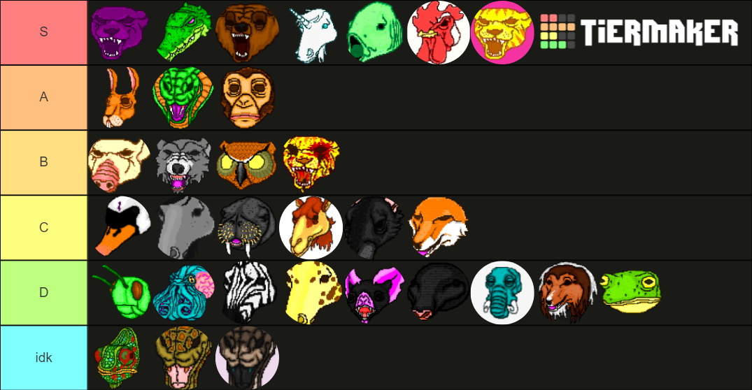 Hotline Miami mask Tier List Rankings) TierMaker