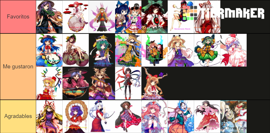 Touhou Final/Extra Boss Themes 6-16 Tier List (Community Rankings ...