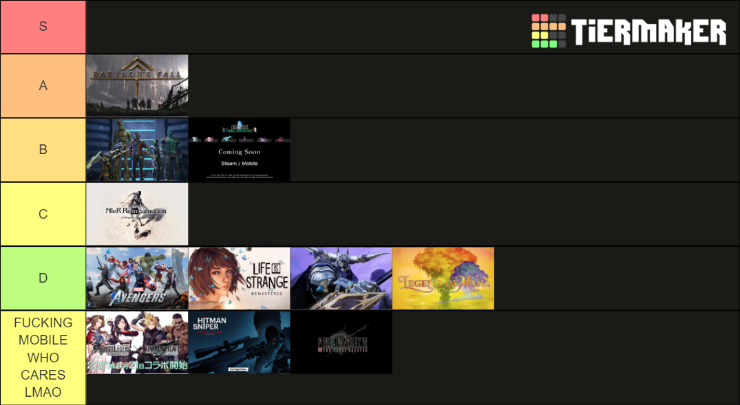 E3 Square Enix Tier List Rankings) TierMaker