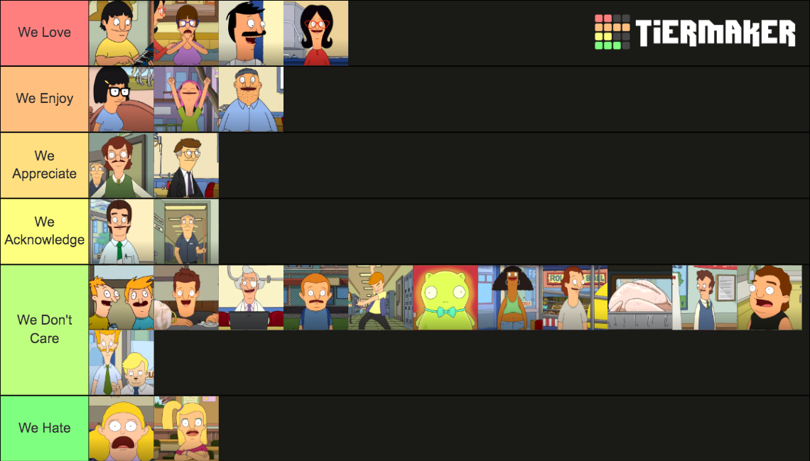 Bob's Burgers Characters Tier List Rankings) TierMaker