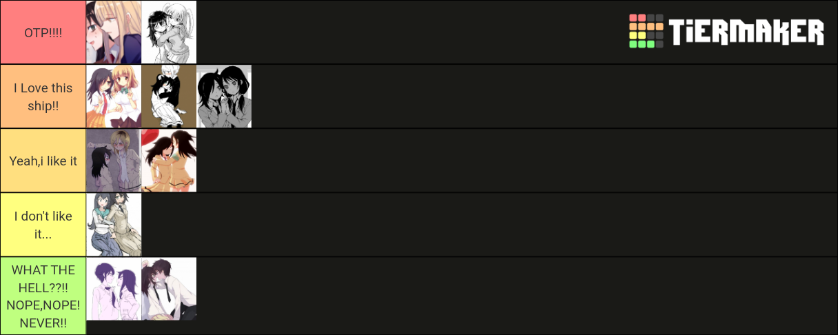 Watamote (tomoko Ships) Tier List (community Rankings) - Tiermaker