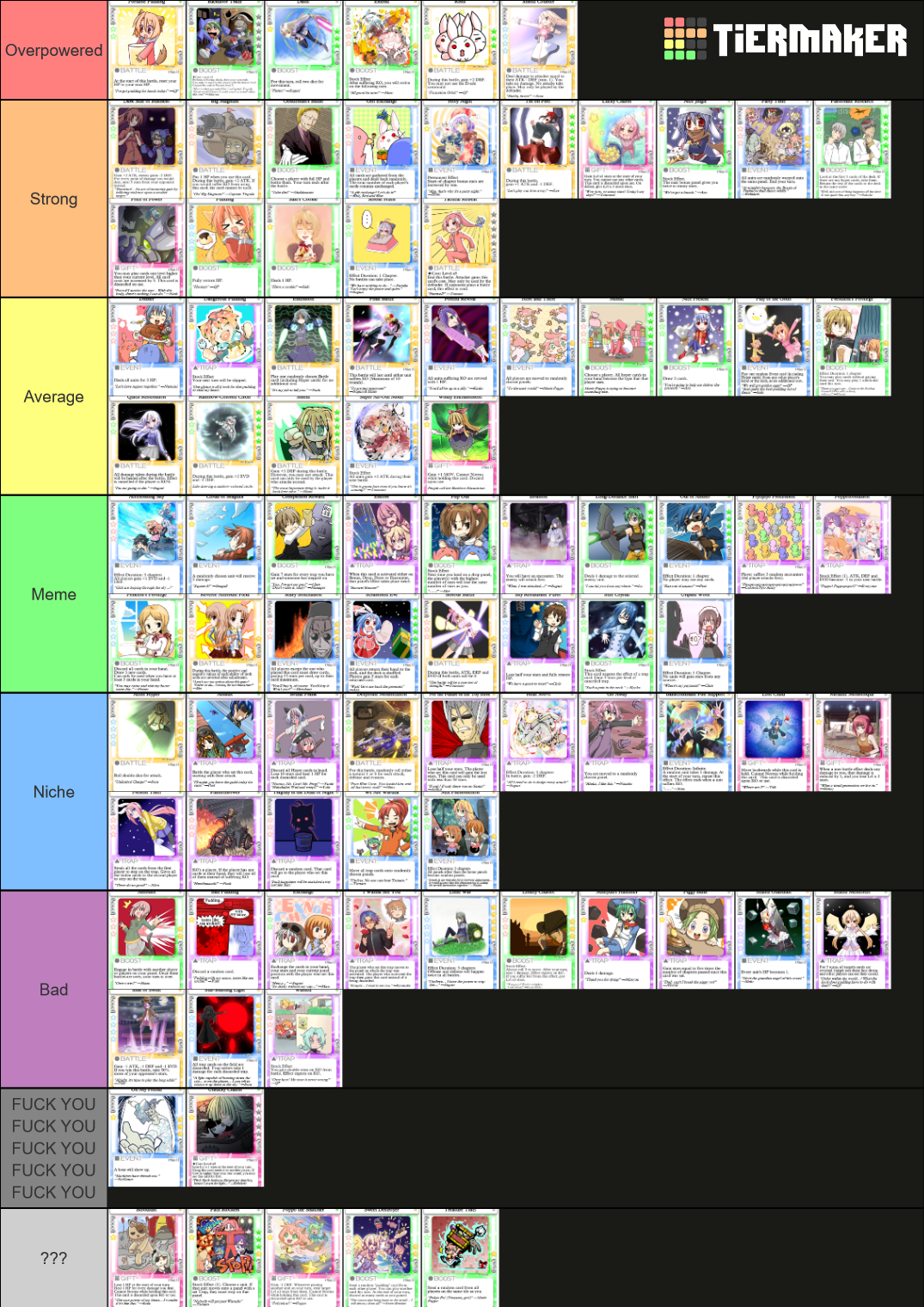 100 Orange Juice Card Tier List