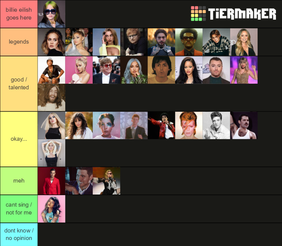 SINGER TIER LIST 2021 Tier List (Community Rankings) - TierMaker