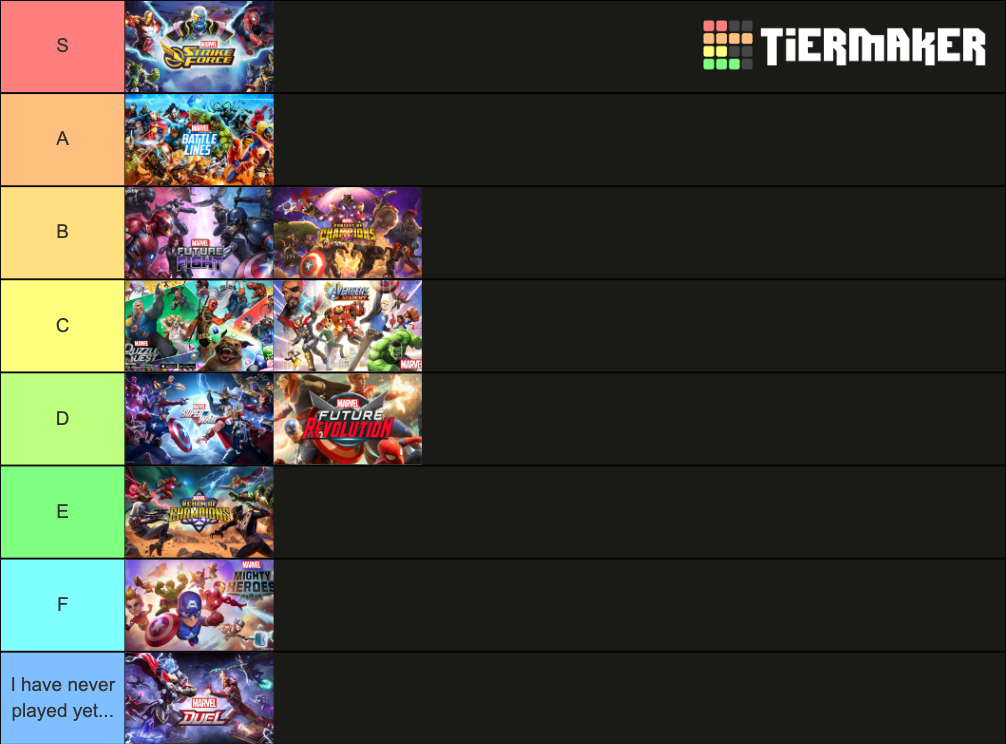 Marvel Mobile Games Tier List Rankings) TierMaker