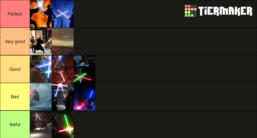 Star Wars Lightsaber Duels Ranking (Movie, Series, Game) Tier List