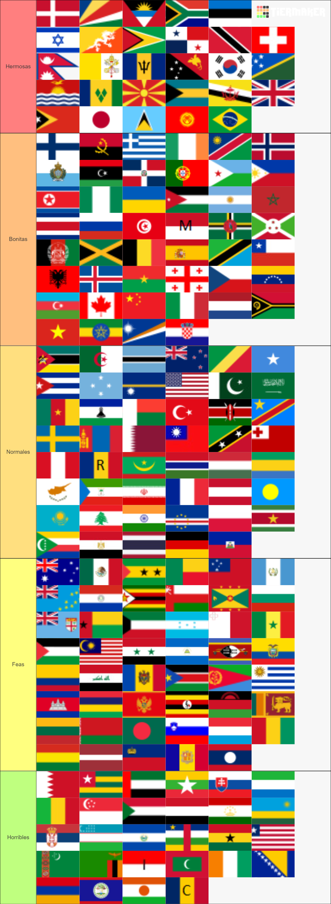 Banderas del mundo + Estados Observadores + Taiwán Tier List (Community ...