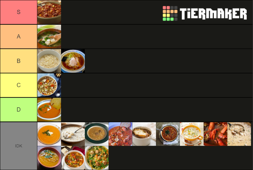 Soup Tier List Rankings) TierMaker