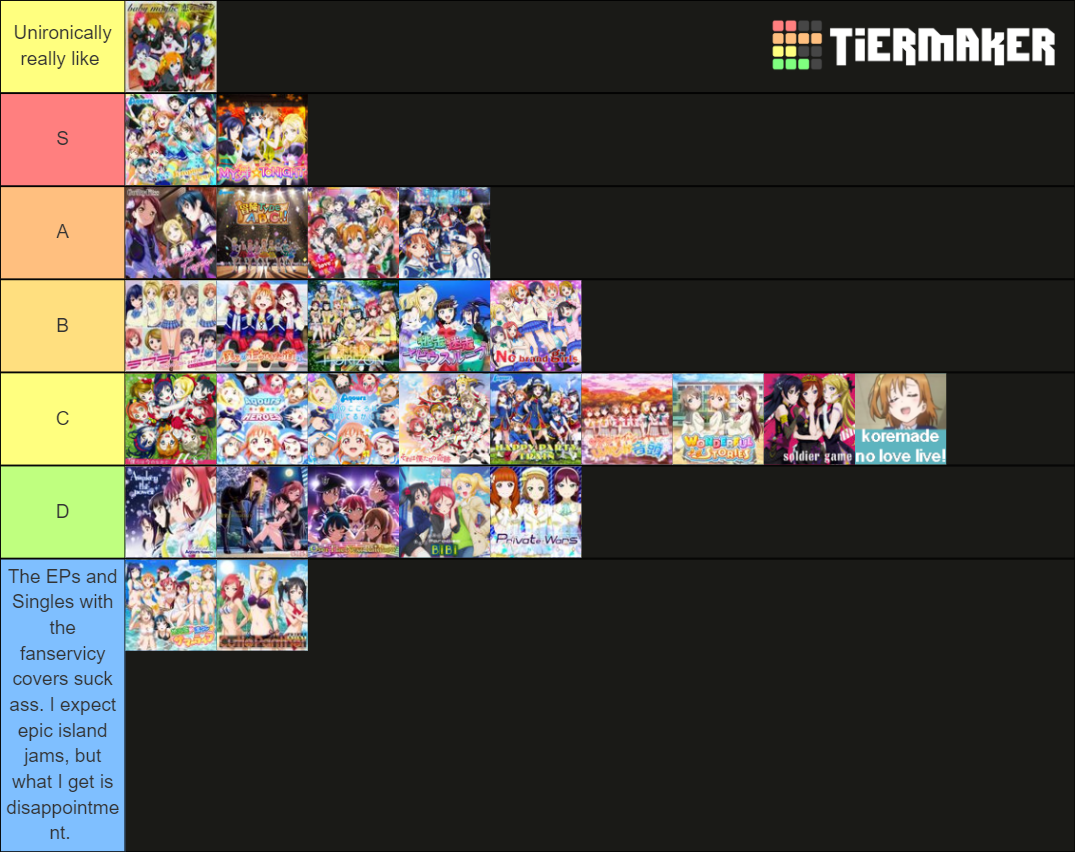 Love Live! All Songs (12.14.19) Tier List Rankings) TierMaker