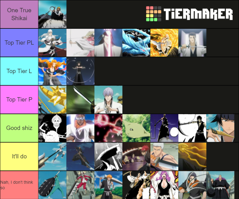 BLEACH SHIKAI LIST Tier List Rankings) TierMaker