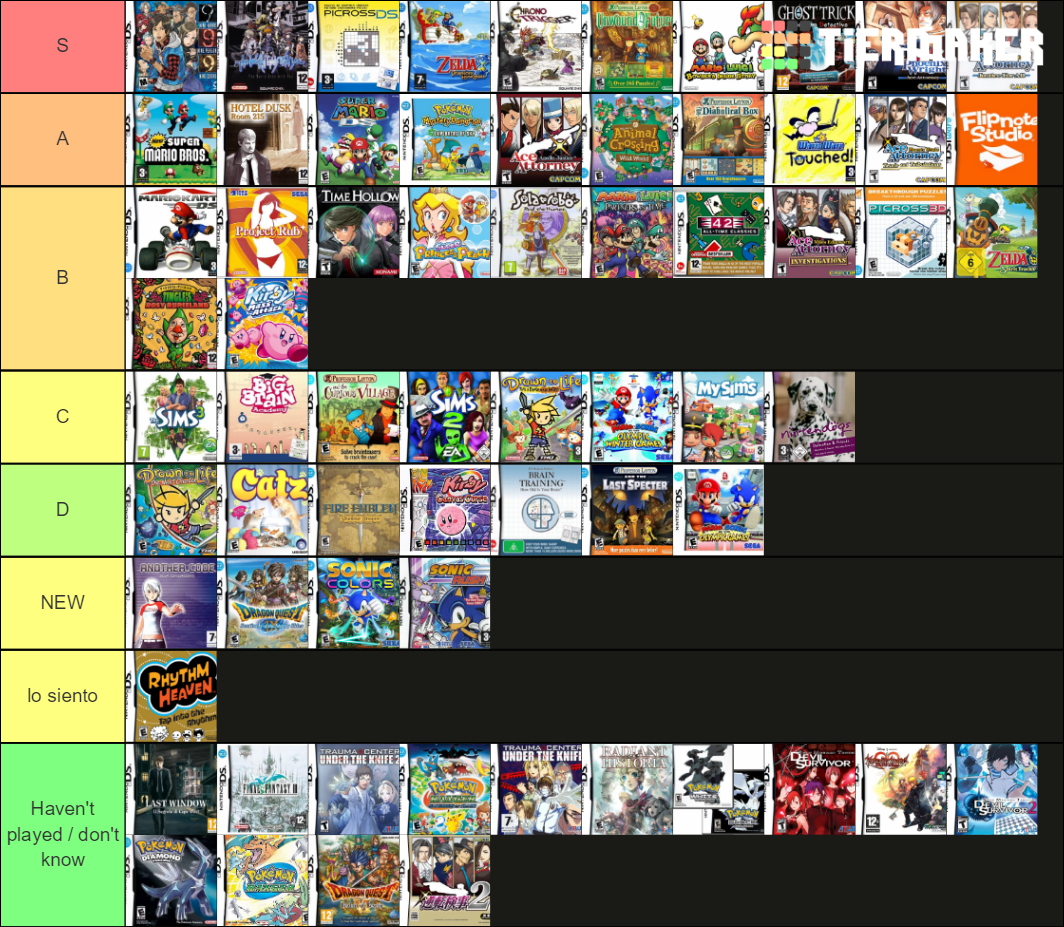 Nintendo DS Games (+100) Tier List (Community Rankings) - TierMaker