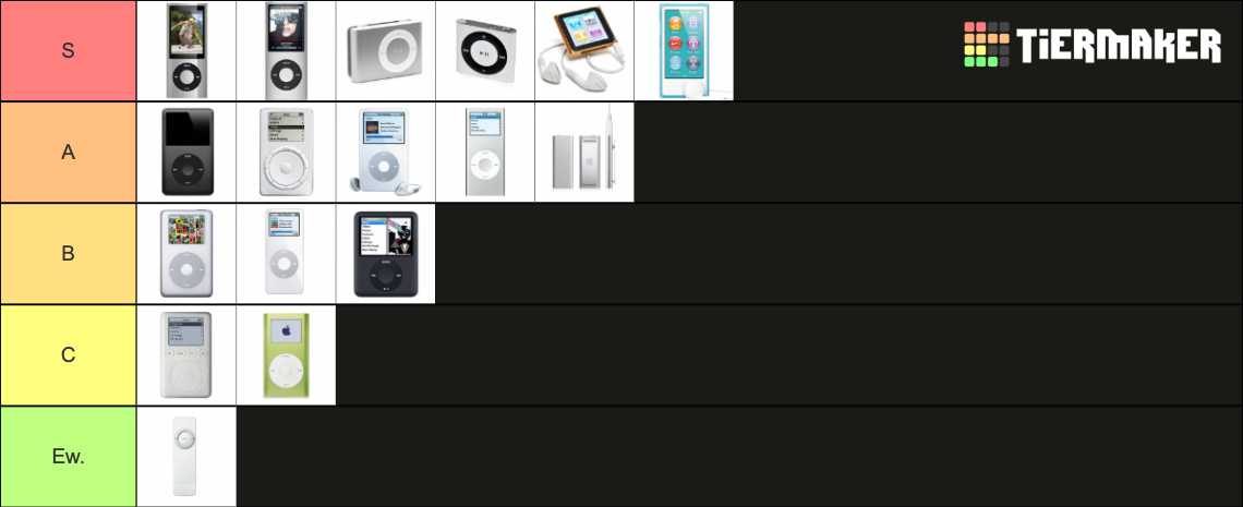 iPod Models Tier List (Community Rankings) - TierMaker