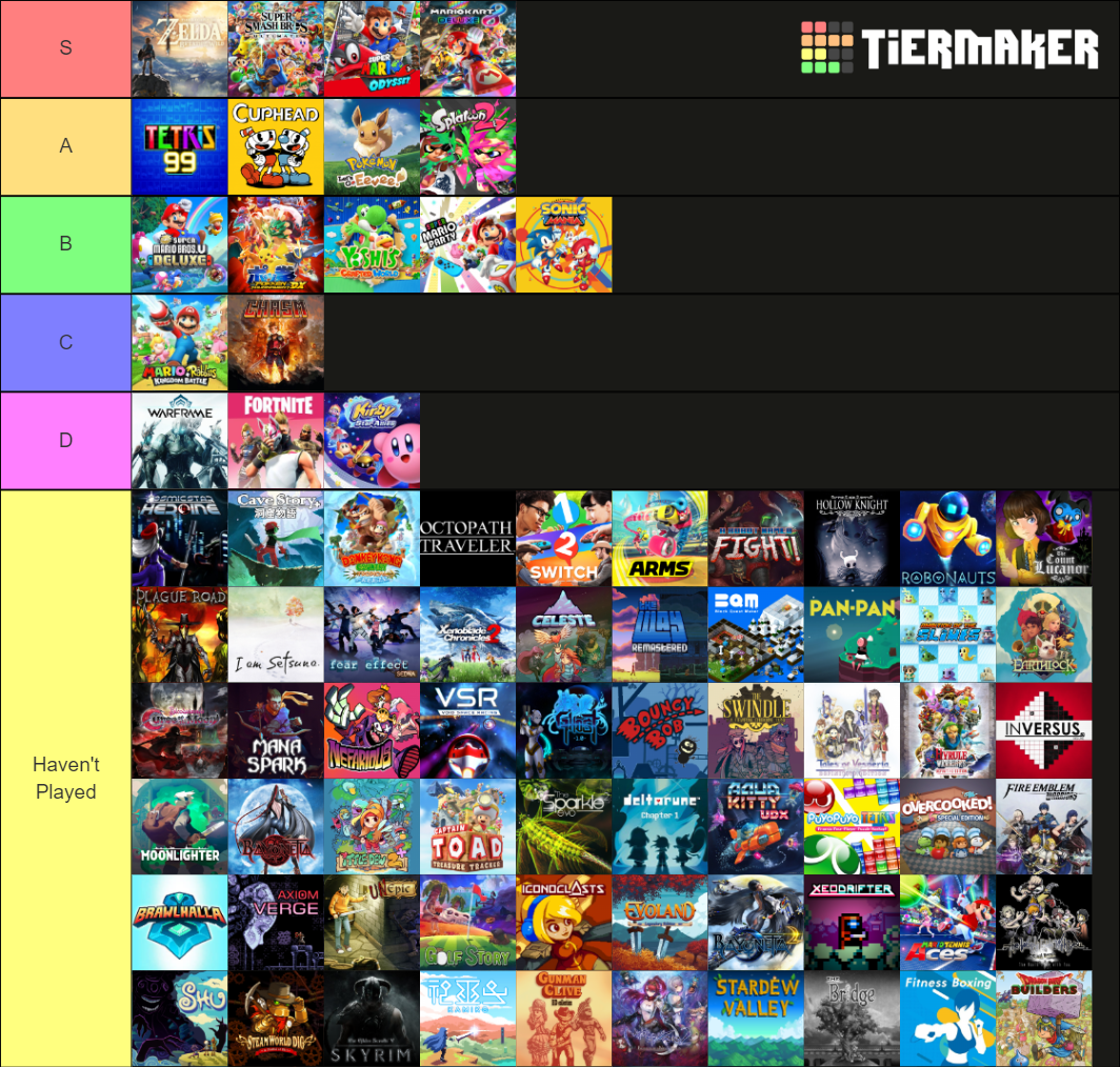 Nintendo Switch Games Tier List Rankings) TierMaker