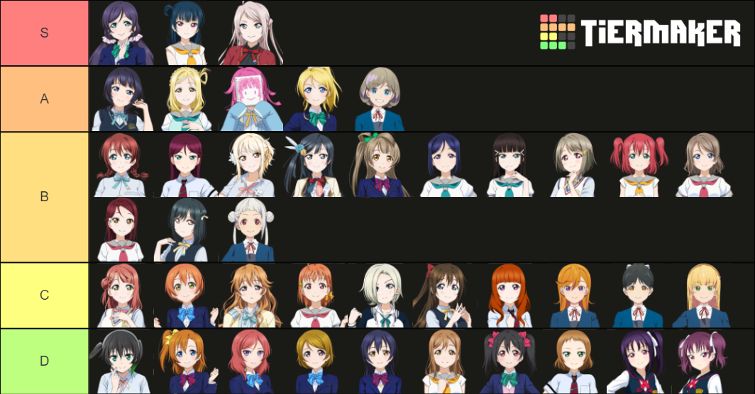 love live girls Tier List Rankings) TierMaker