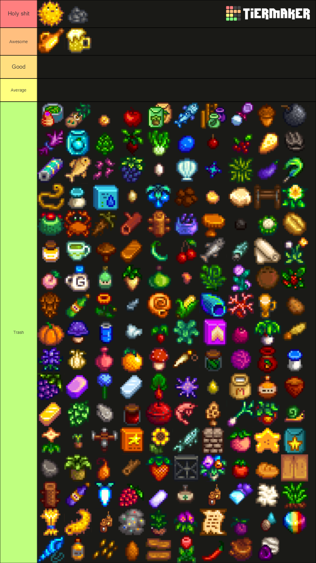 Stardew valley items Tier List Rankings) TierMaker