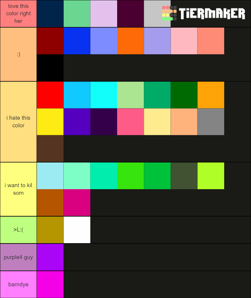 Colors Tier List (Community Rankings) - TierMaker