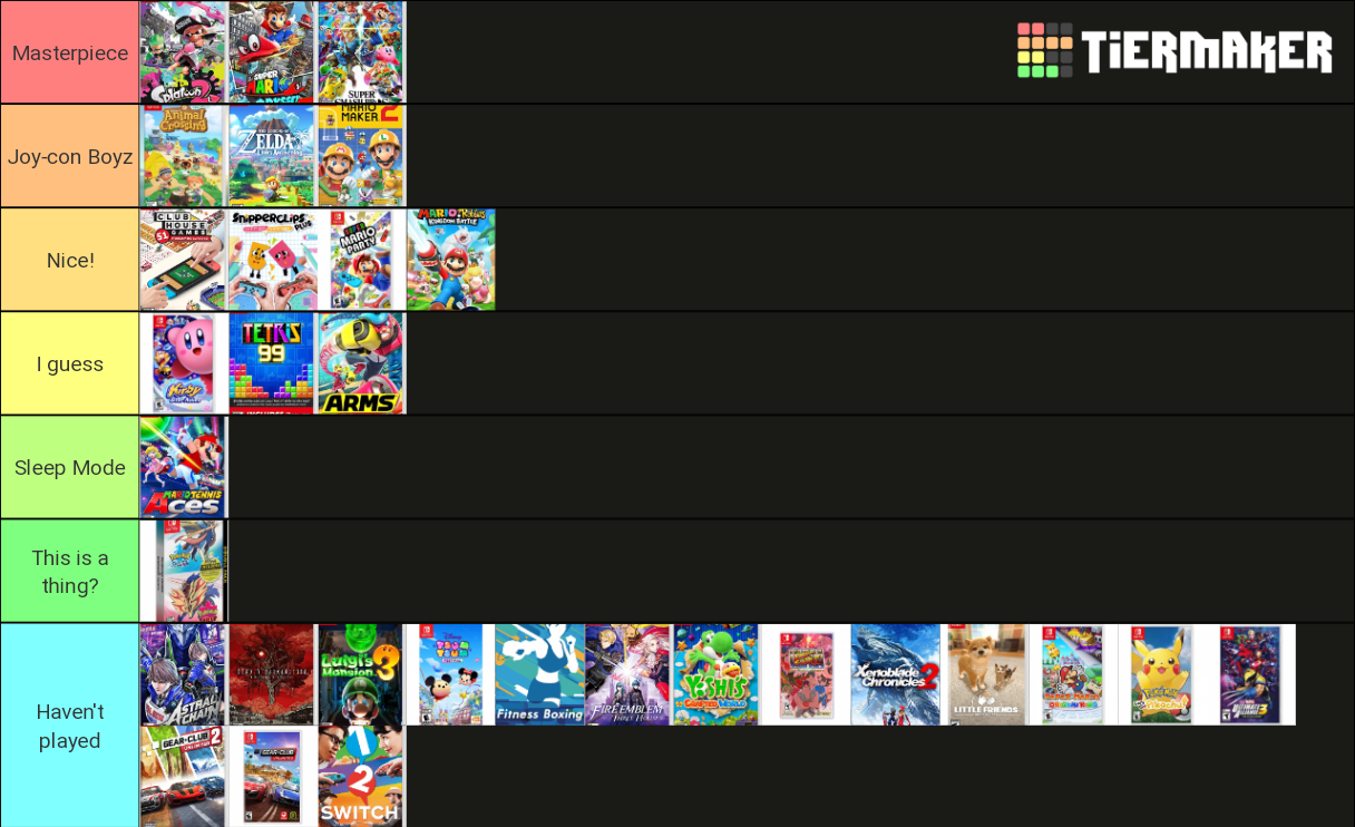 Nintendo Switch Exclusives Tier List Rankings) TierMaker