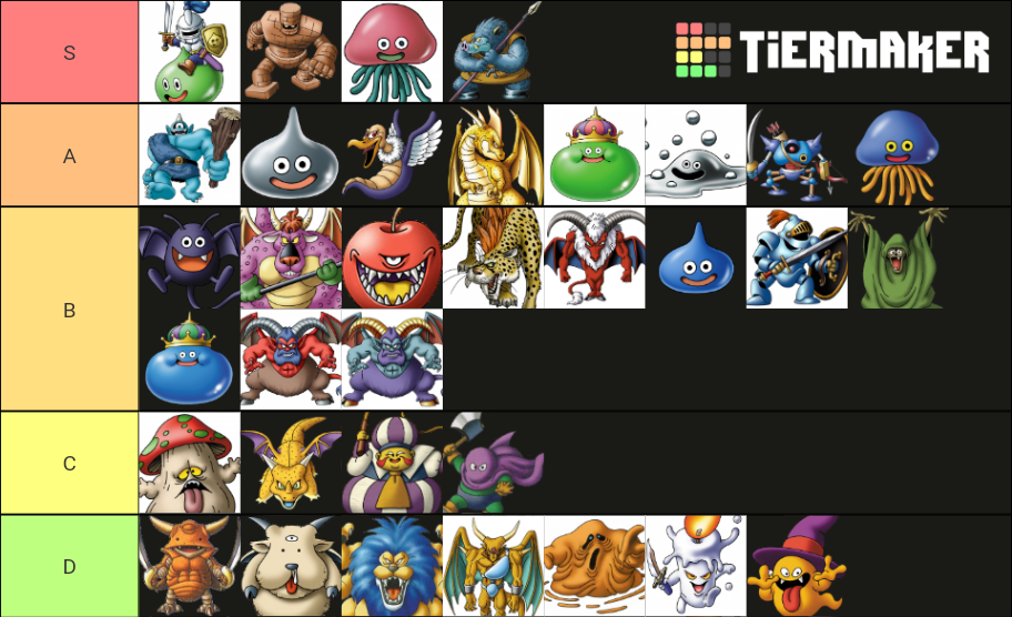 Dragon Quest V Recruitable Monsters Tier List Rankings) TierMaker