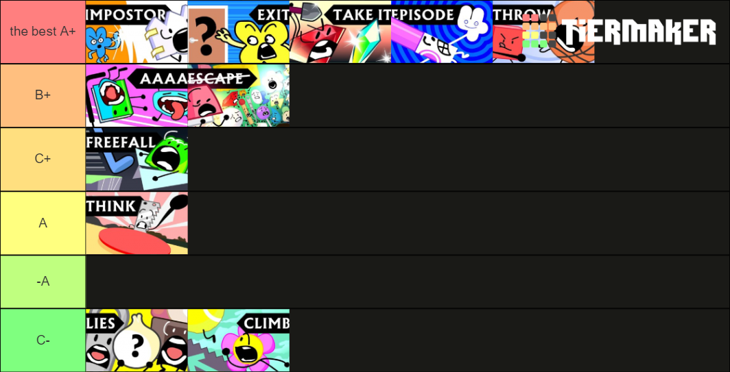 BFB Episode Tierlist Tier List Rankings) TierMaker
