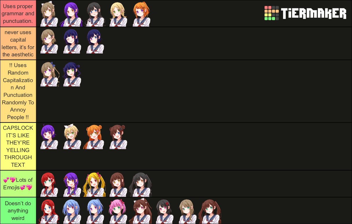 My Love Live OCs Updates Designs Tier List (Community Rankings) - TierMaker