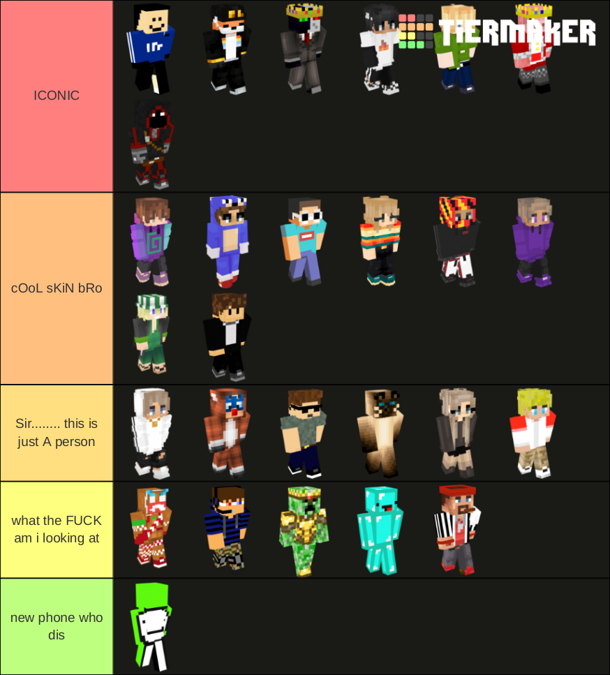 Dream SMP mcyt skins Tier List (Community Rankings) - TierMaker