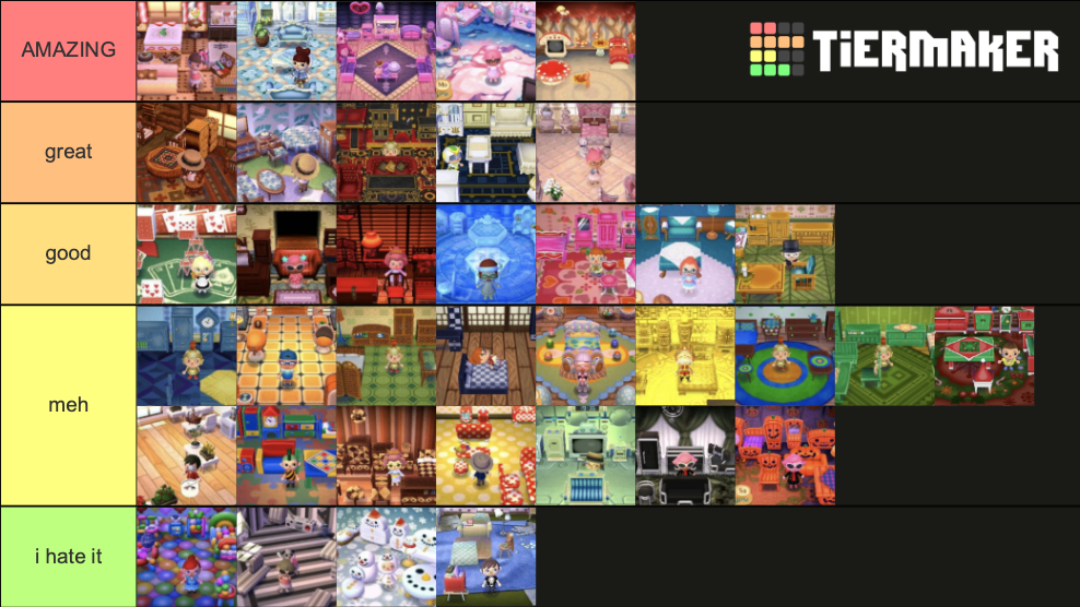 Animal Crossing New Leaf furniture sets Tier List Rankings