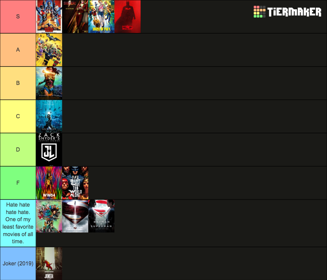 DC Movie Tier List Rankings) TierMaker