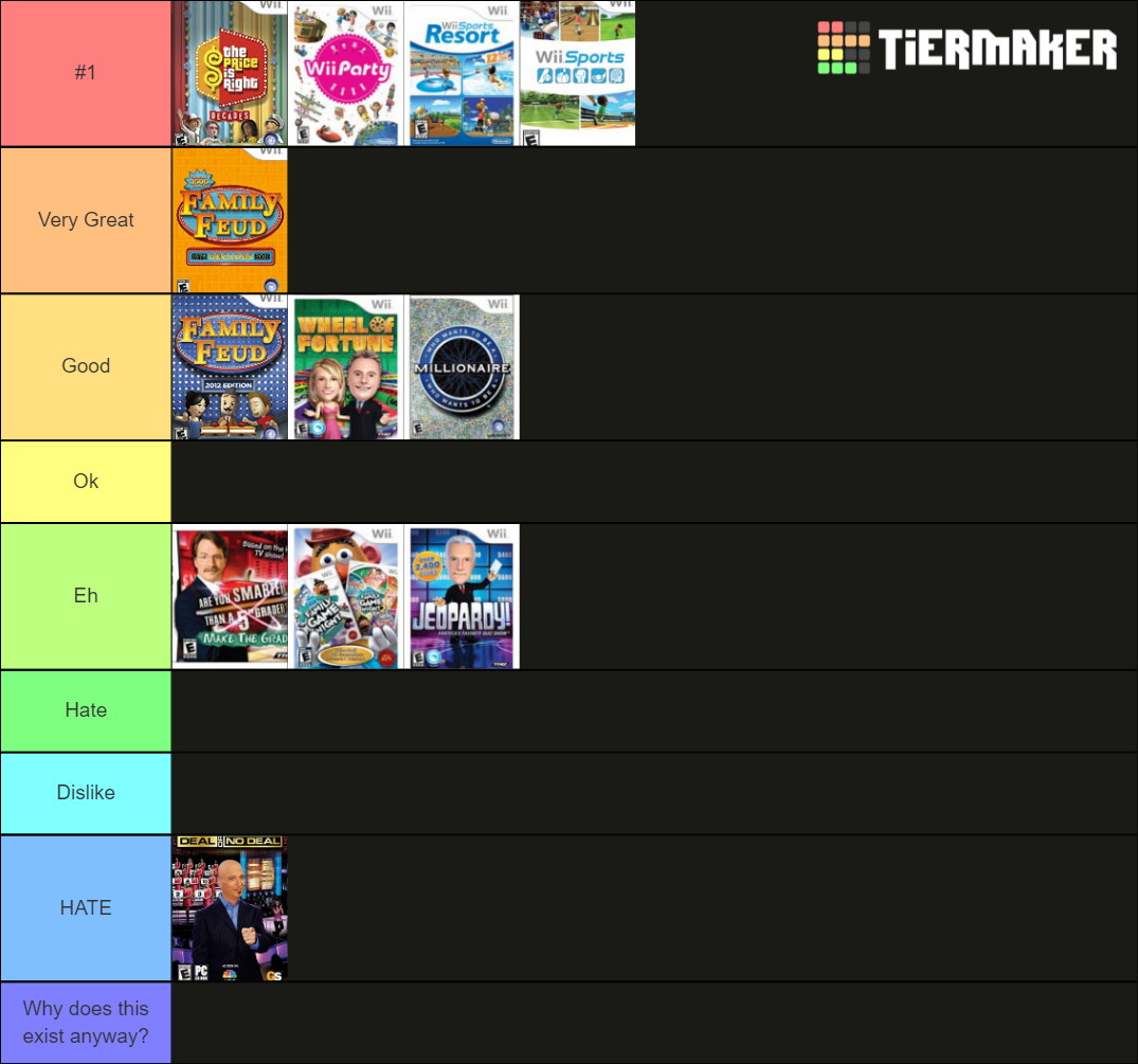 Wii Games Based On Games Shows Tier List (community Rankings) - Tiermaker