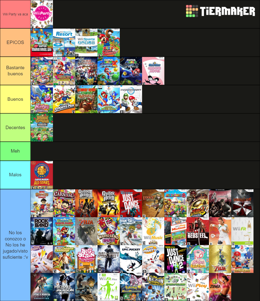 BestSelling Wii Games Tier List Rankings) TierMaker