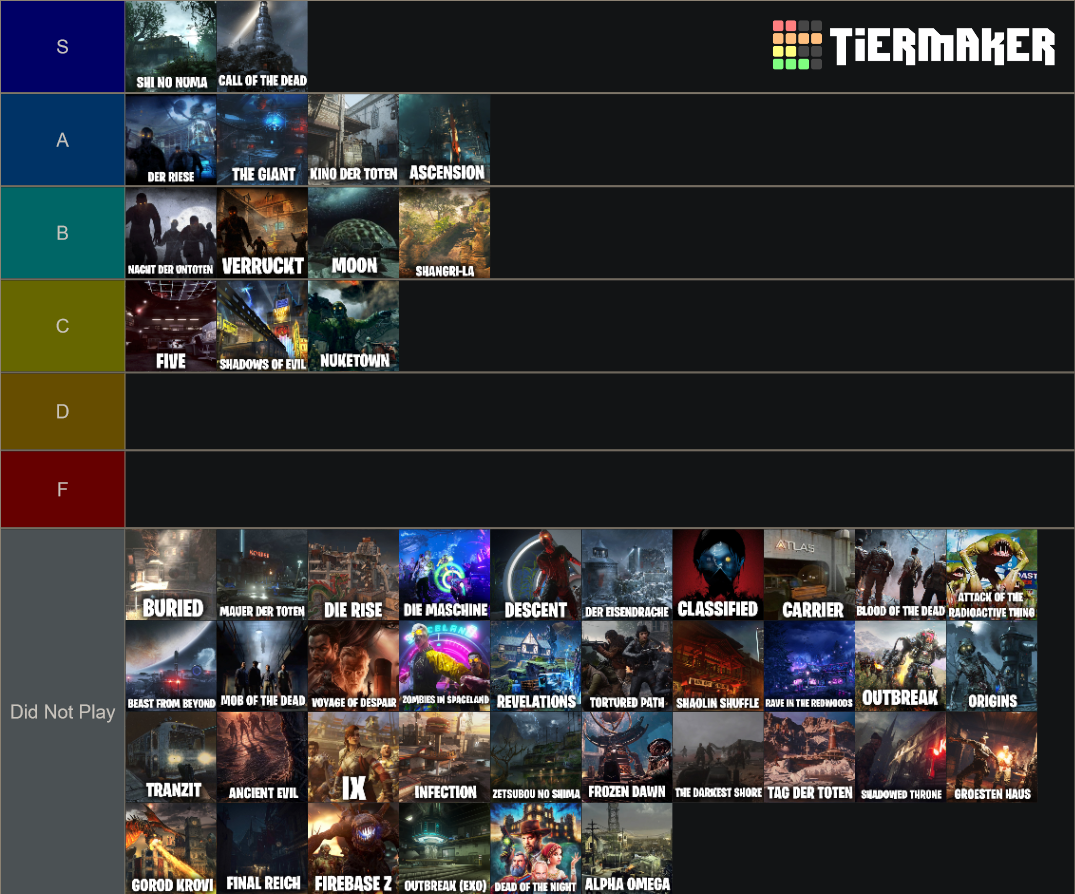 world at war zombies maps list