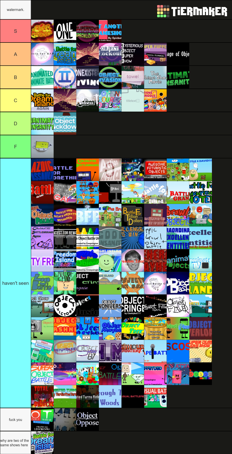 THE ULTIMATE OBJECT SHOW TIER Tier List (Community Rankings) - TierMaker