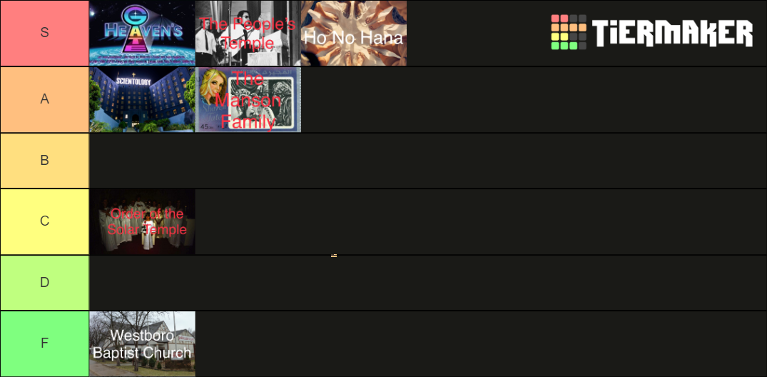 Cults Tier List Rankings) TierMaker