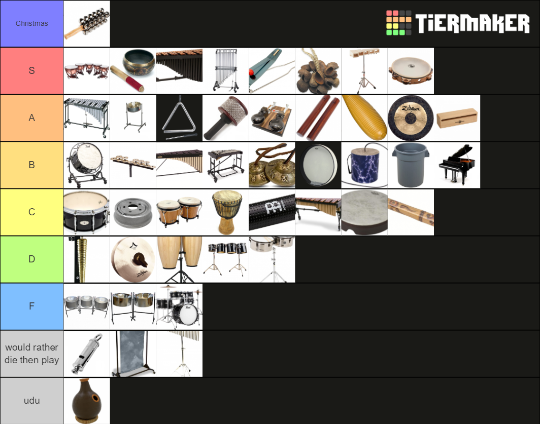 best percussion instruments Tier List Rankings) TierMaker