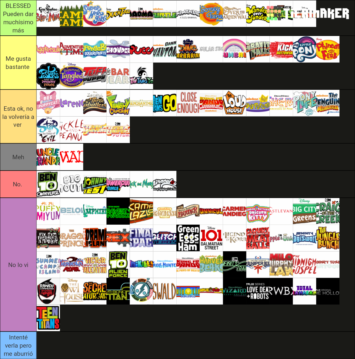 New Cartoon Shows Tier List (Community Rankings) - TierMaker