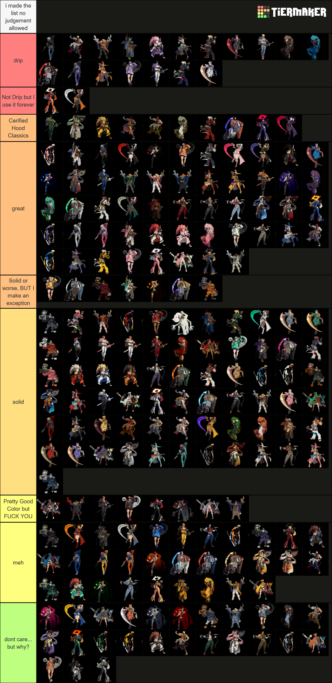 Guilty Gear Strive All Colors Tier List (Community Rankings) - TierMaker