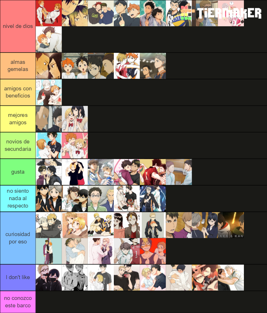 haikyuu ship sorter Tier List Rankings) TierMaker