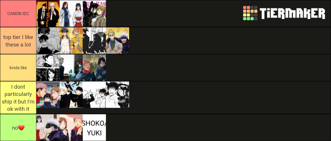 jujutsu kaisen ships Tier List (Community Rankings) - TierMaker