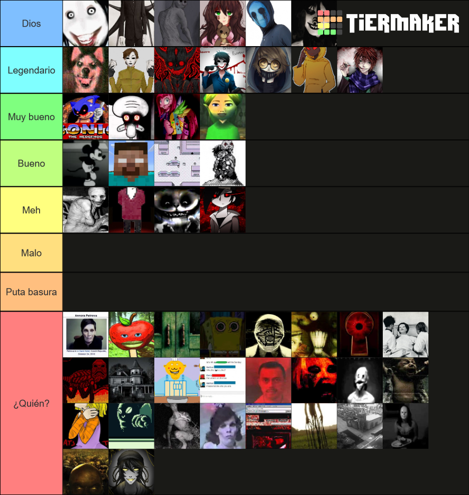 Top Creepypastas Tier List Rankings) TierMaker