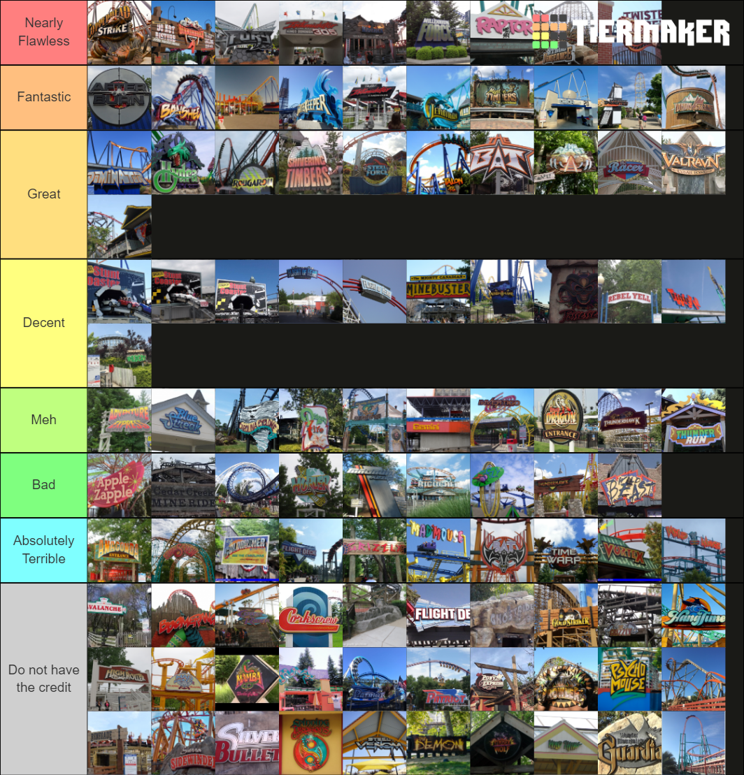 All Major Cedar Fair Coasters Tier List Rankings) TierMaker