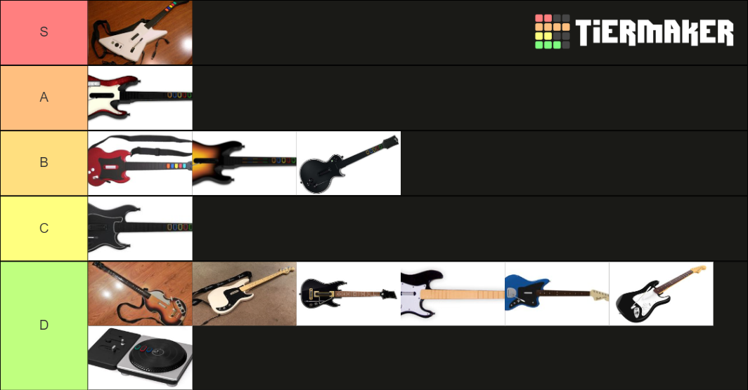 Guitar Hero/Rock Band Guitar Controllers Tier List Rankings