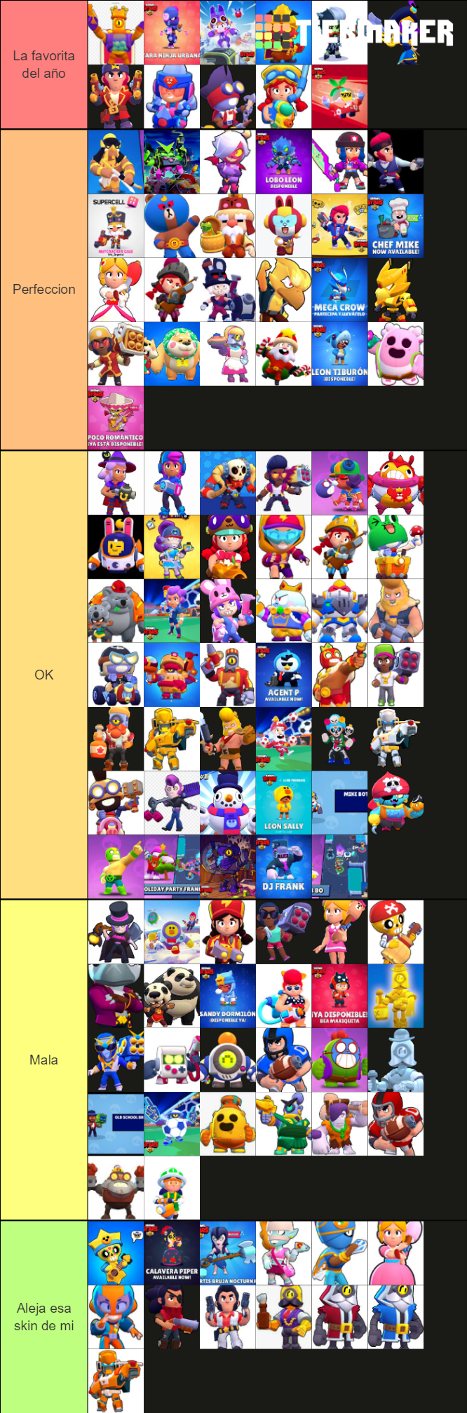 legendary skins brawl stars tier list