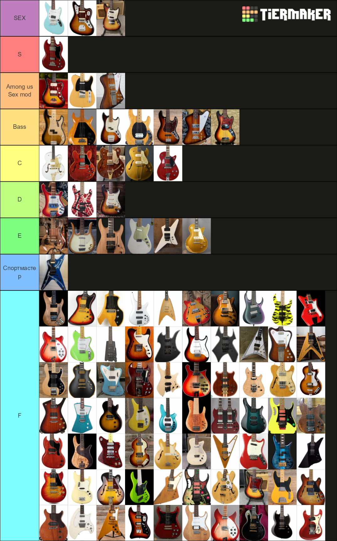 Guitar and Bass Models Tier List Rankings) TierMaker