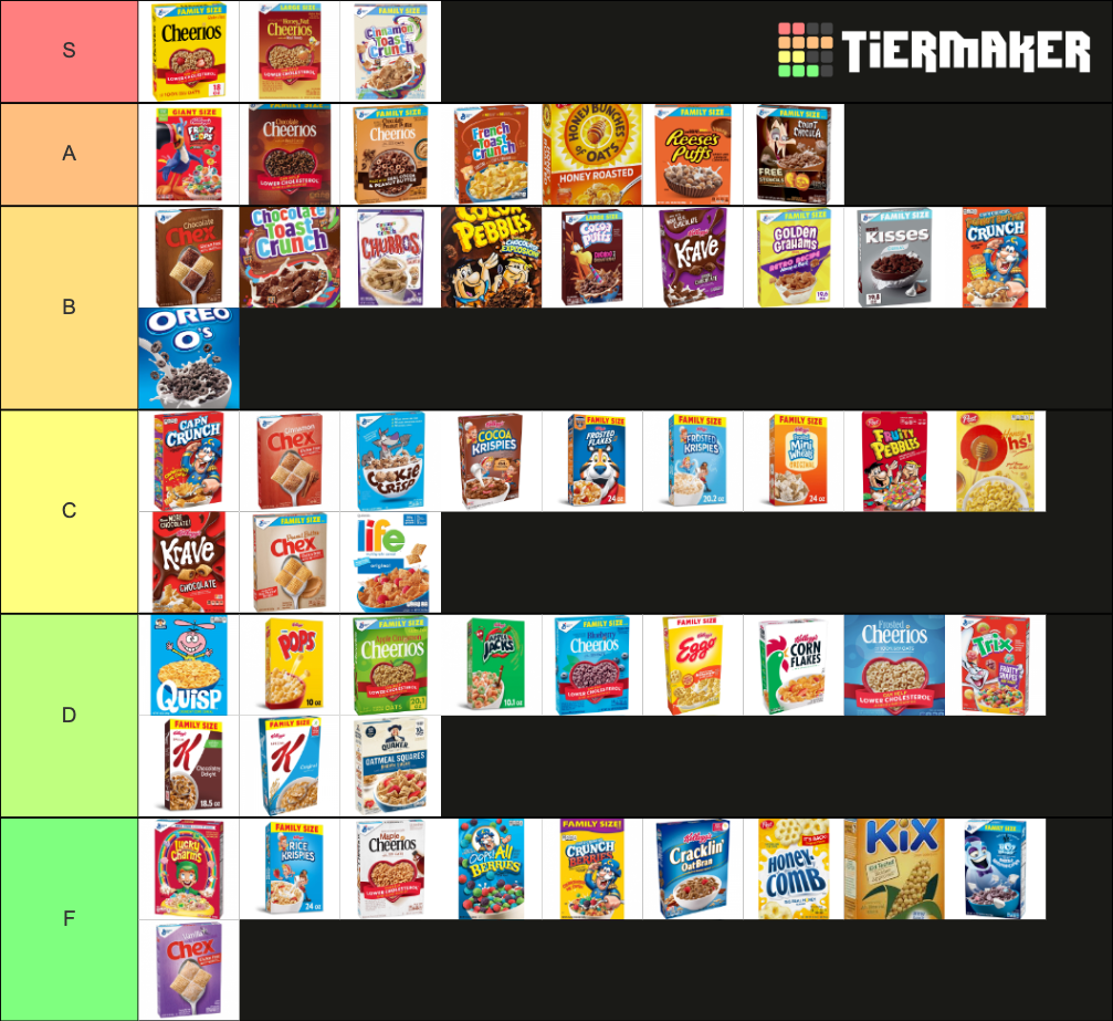 Ultimate Cereal Ranking Tier List Rankings) TierMaker