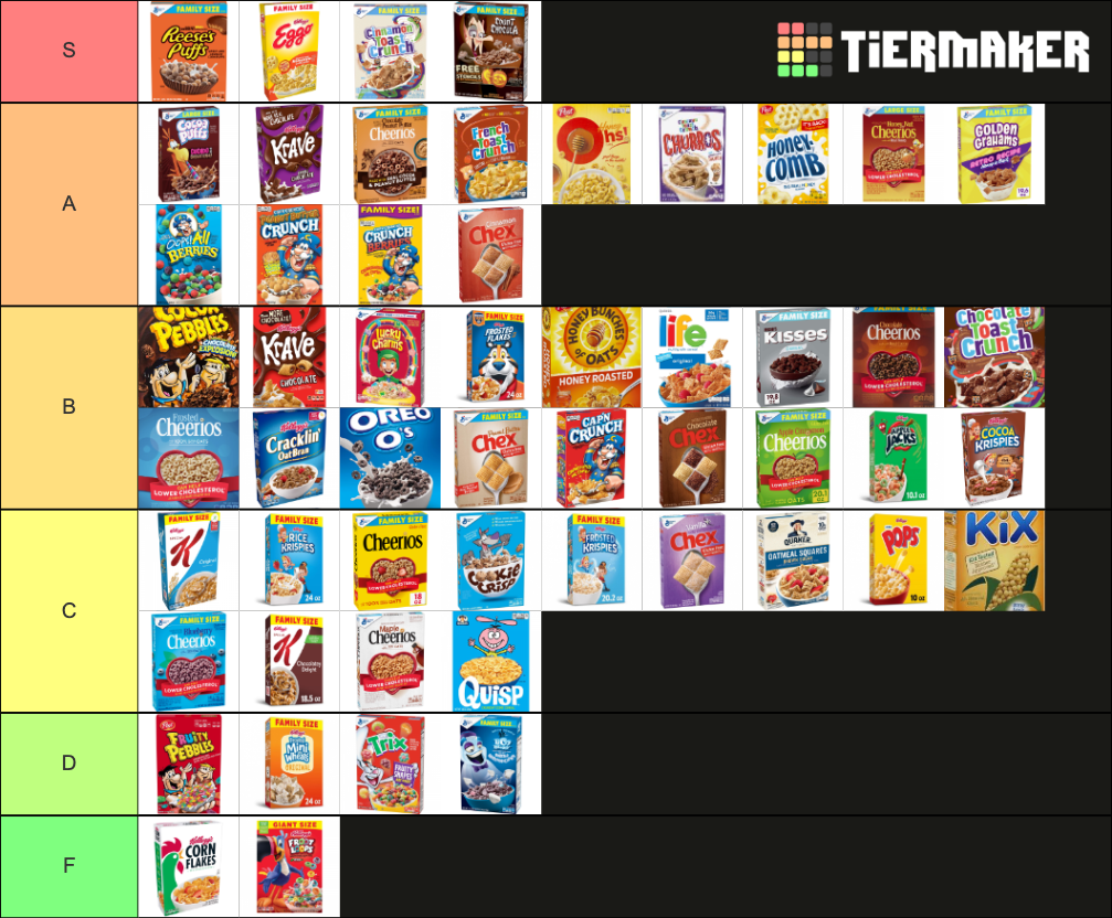 Ultimate Cereal Ranking Tier List Rankings) TierMaker