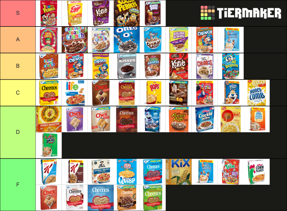 Ultimate Cereal Ranking Tier List Rankings) TierMaker